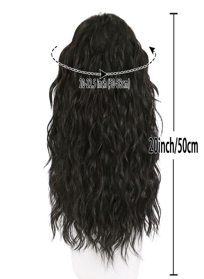 GNIMEGIL 20inch Shoulder Length Mens Wigs Dark Brown Wig 70s 80s Cosplay Halloween Costume Brunette Wig For Men Music Festivals Synthetic Hair - Image 2